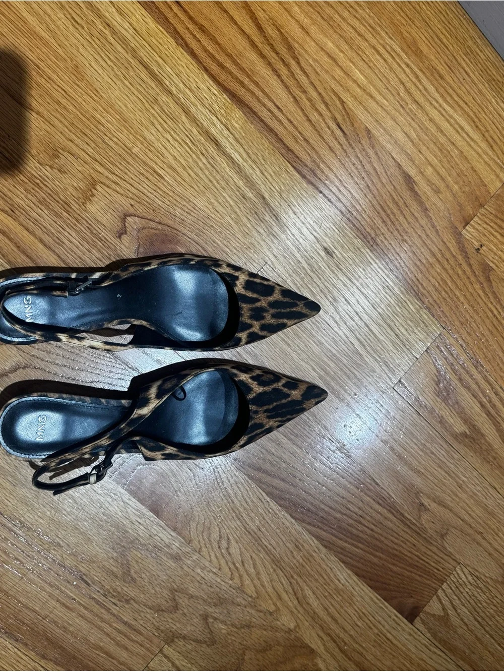 Leopard Print Pointed Slingback Flats